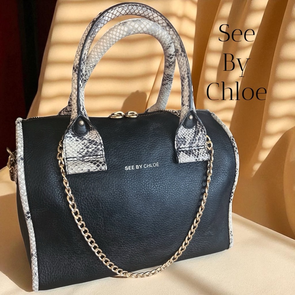See by Chloe Black
2 Way Boston Bag with Python Trim
GORGEOUS!
